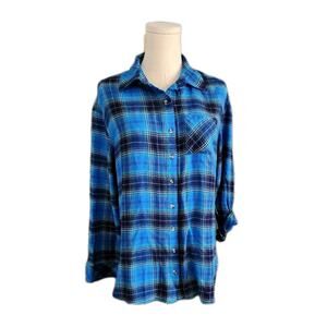 JUSTICE GIRLS Plaid Long Sleeve Button Front Shirt XXL Plus 16P/18P NWT